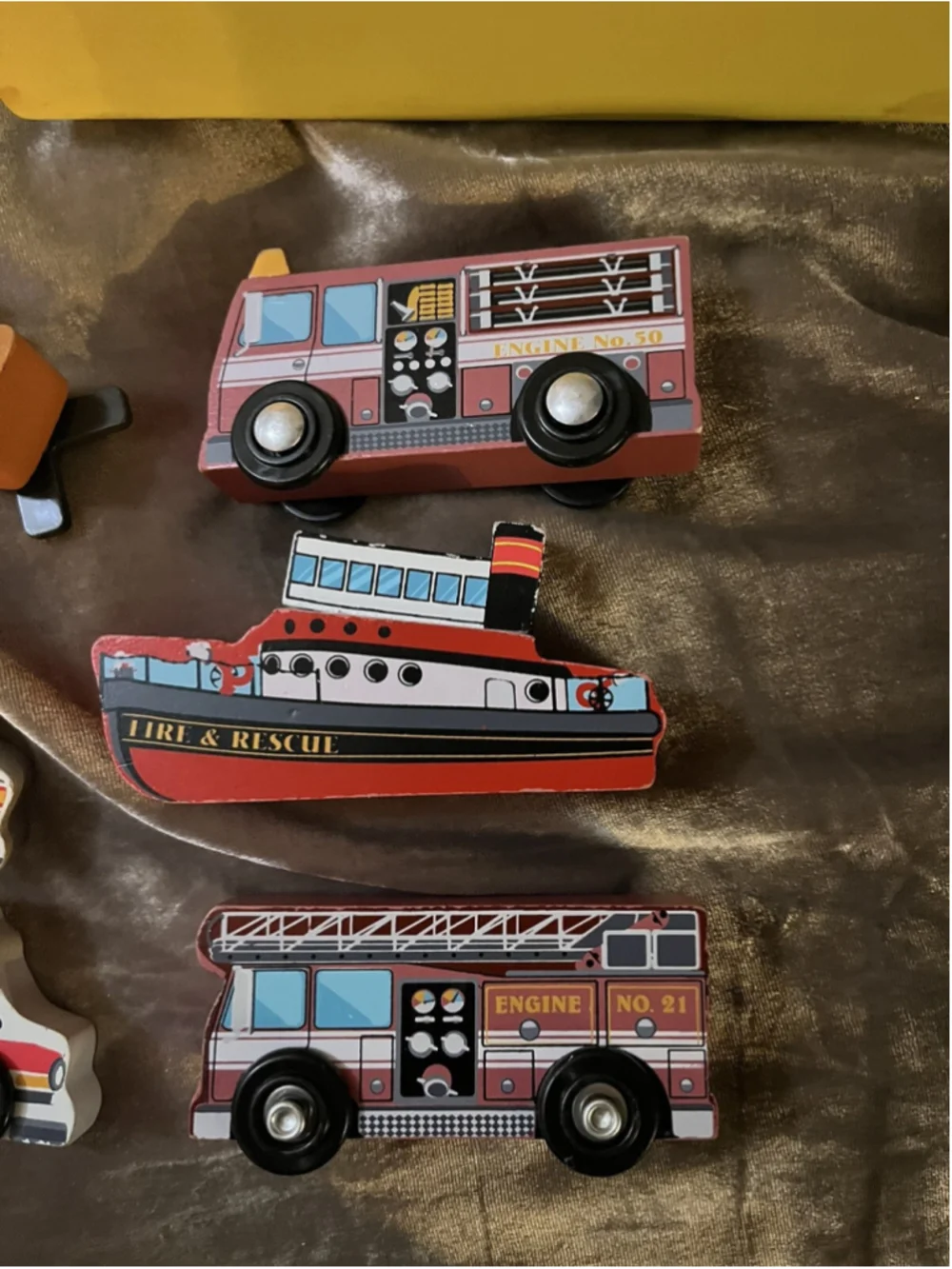 Melissa & Doug Wooden Rescue Vehicles Firetruck Police Car Educational Toy